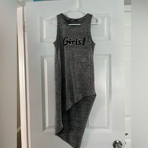 Asymmetrical  Long Tank Top Silver shiny
